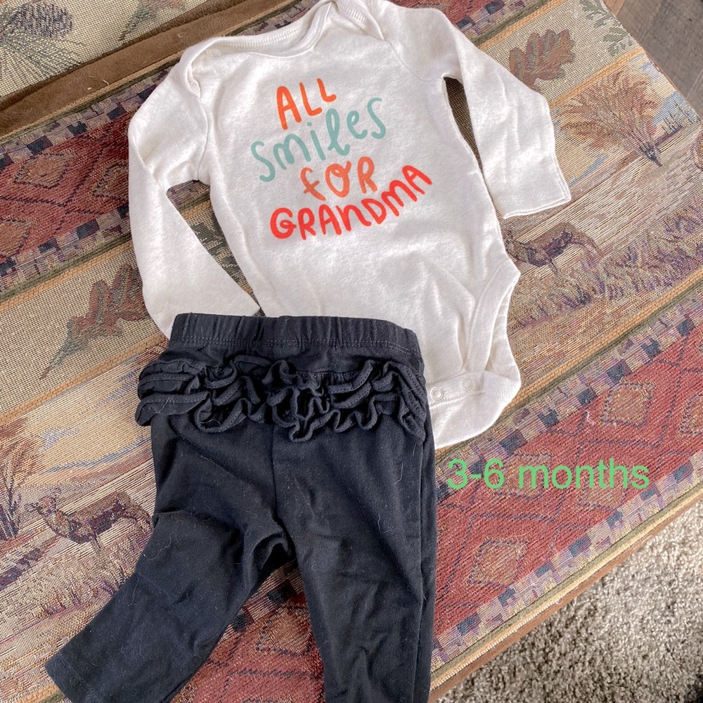 3-6 months girls outfit All Smiles for Grama